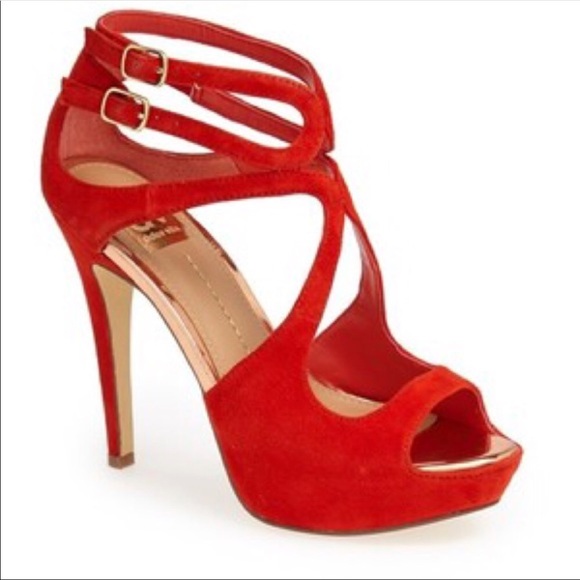 Dolce Vita Red Suede Double Buckle Sandle - Picture 1 of 8